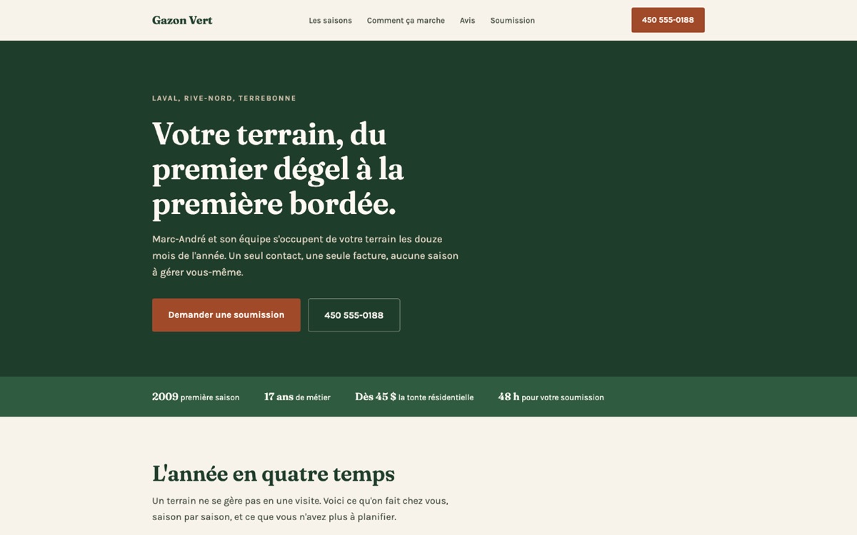 Site démo — Gazon Vert, paysagiste