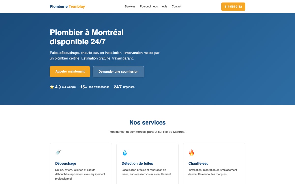 Site démo — Plomberie Tremblay, plombier